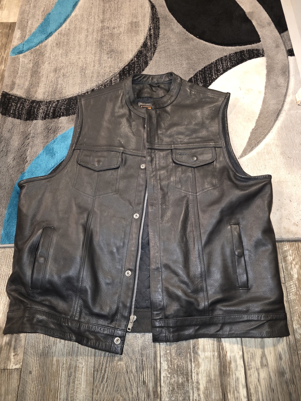 Mens 3X Leather Motorcycle Vest Biker Club Style SOA Concealed Carry Cowhide